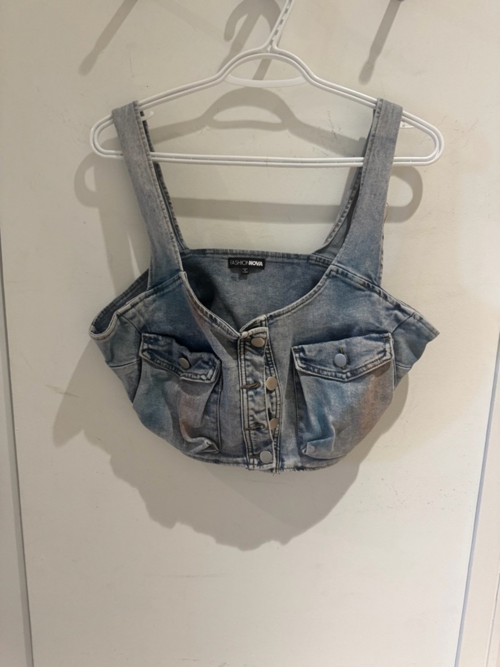 Fashion Nova Light Wash Denim Crop Top